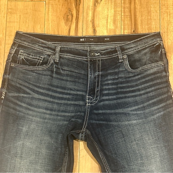 BKE Tyler Relaxed Fit Stretch Jean's in Nick 40X34 dark wash - Picture 6 of 12